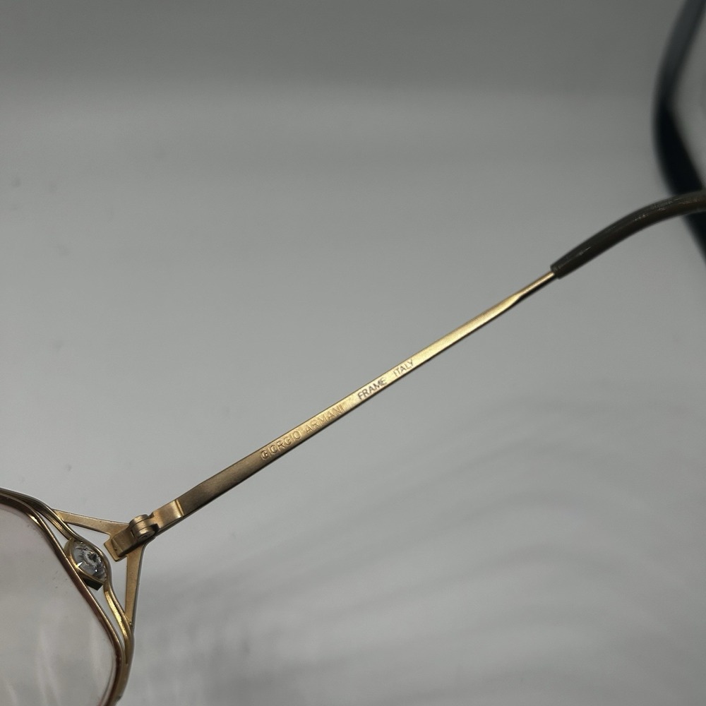 Vintage Giorgio Armani Eyeglasses 206 703 55 17‎ Gold Oval Frame Italy w/ Case - Picture 3 of 7